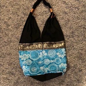 black decorative hobo bag